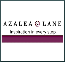 Logo for Azalea Lane with tagline 'Inspiration in every step' and a purple horizontal line.