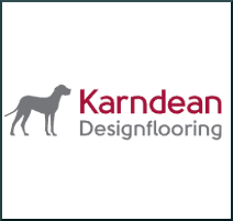 Kardeean Design Flooring logo with a silhouette of a dog