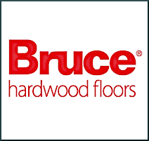 Logo of Bruce hardwood floors with red text