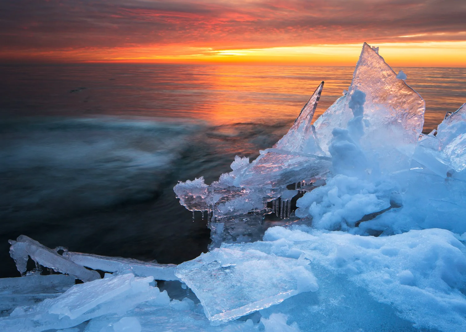 Icy Illinois Beach Sunrise