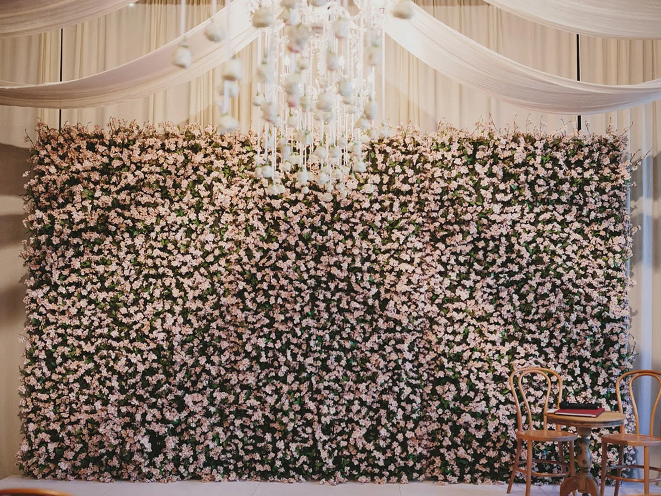 BLUSH CHERRY BLOSSOM WALL (1.5 M W X 3 M H) $300+GST | INSTALL + DISMANTLE INCLUDED *PRICE INCLUDES STAGE PIECE THAT THE BLOSSOM WALL MUST BE AFFIXED TO