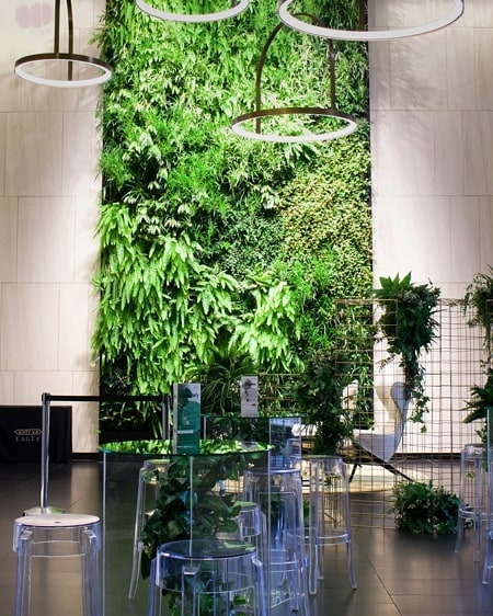 LUSH 🌿 How stunning is this lobby we recently had the pleasure of styling the launch for? Featuring modern greenery inspired cocktail tables and a statement gold wire and greenery installation to complete this look! .
.
.
.
.
.
@creative.kiwa
.
.
.
