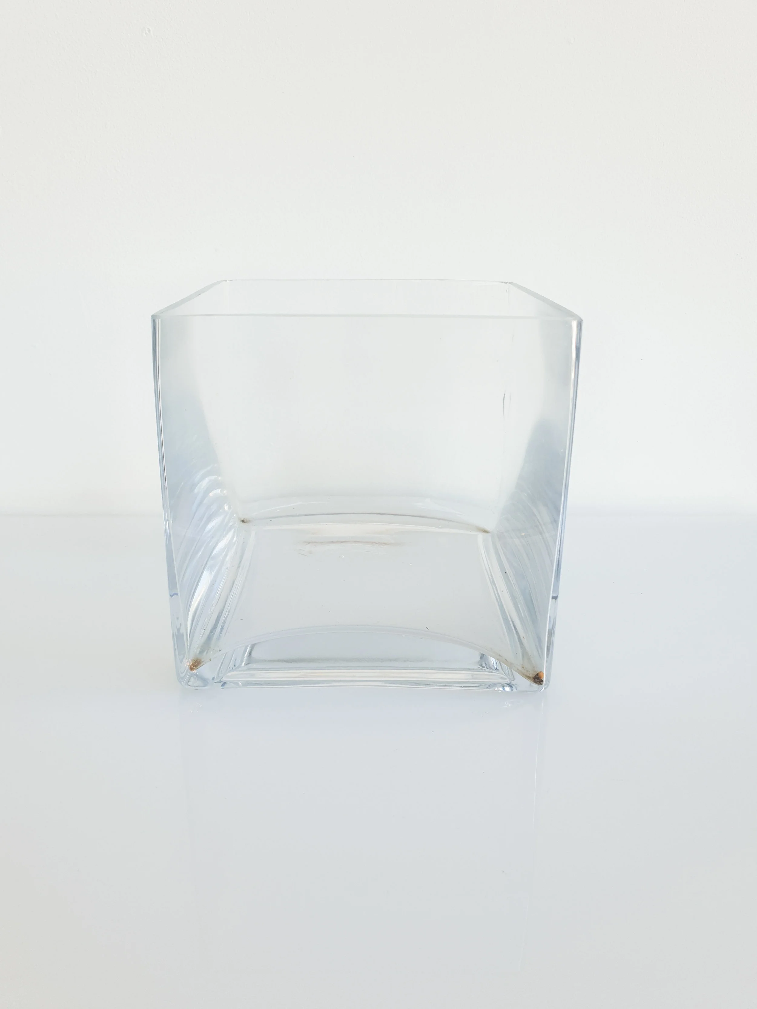 GLASS SQUARE VASE $10+GST