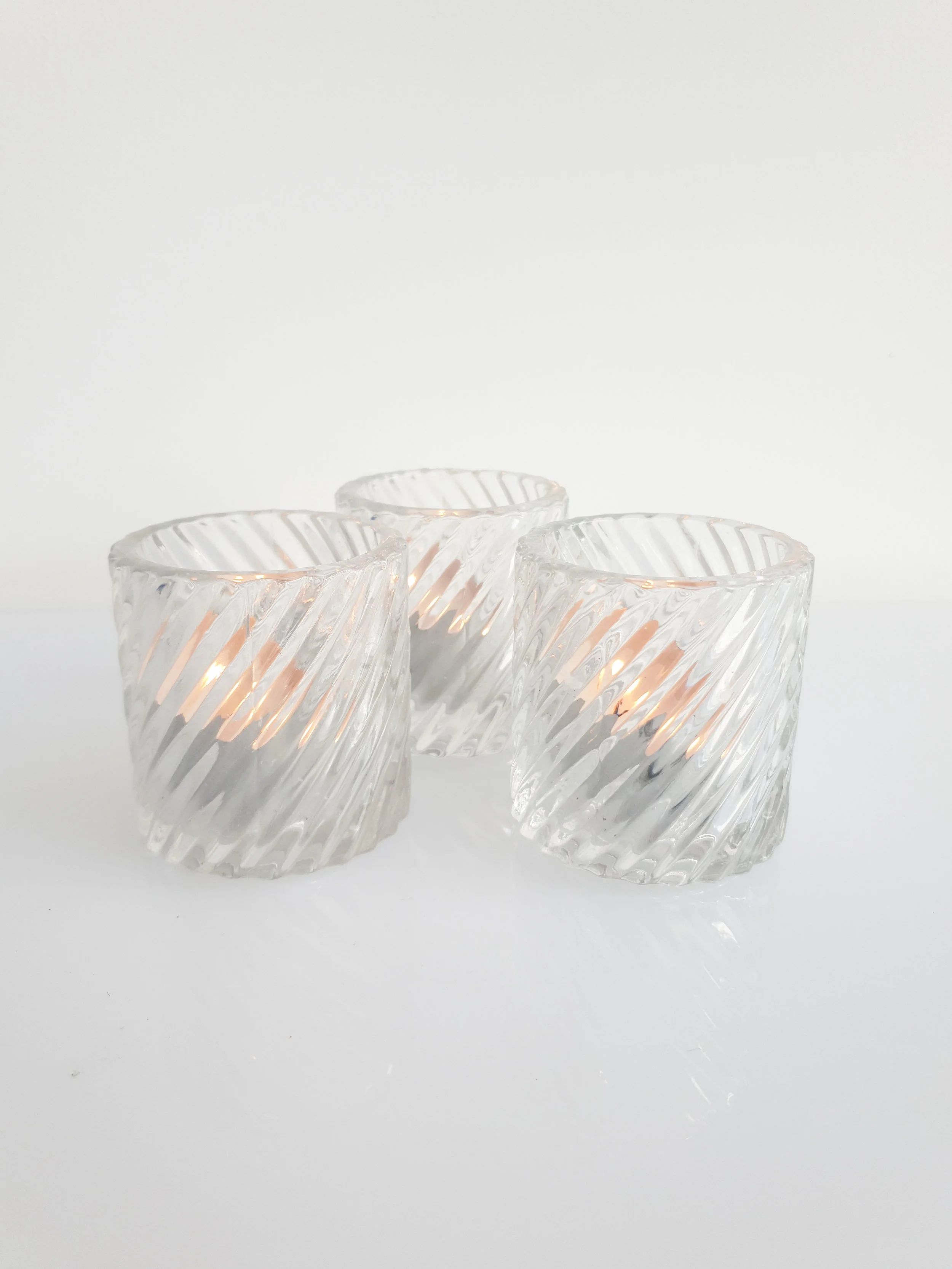 SWIRL GLASS VOTIVE $2+GST