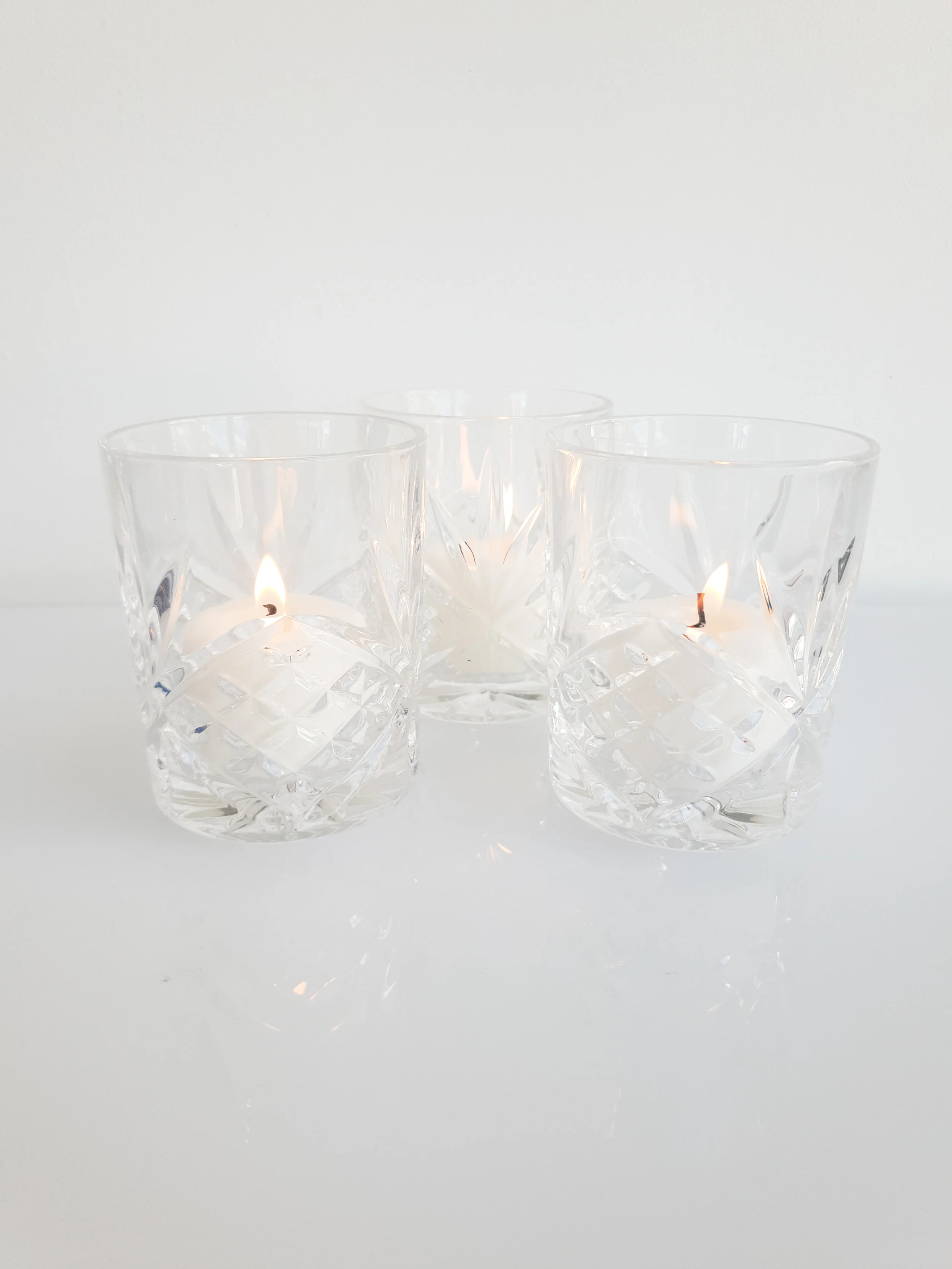 CUT GLASS VOTIVE $2+GST