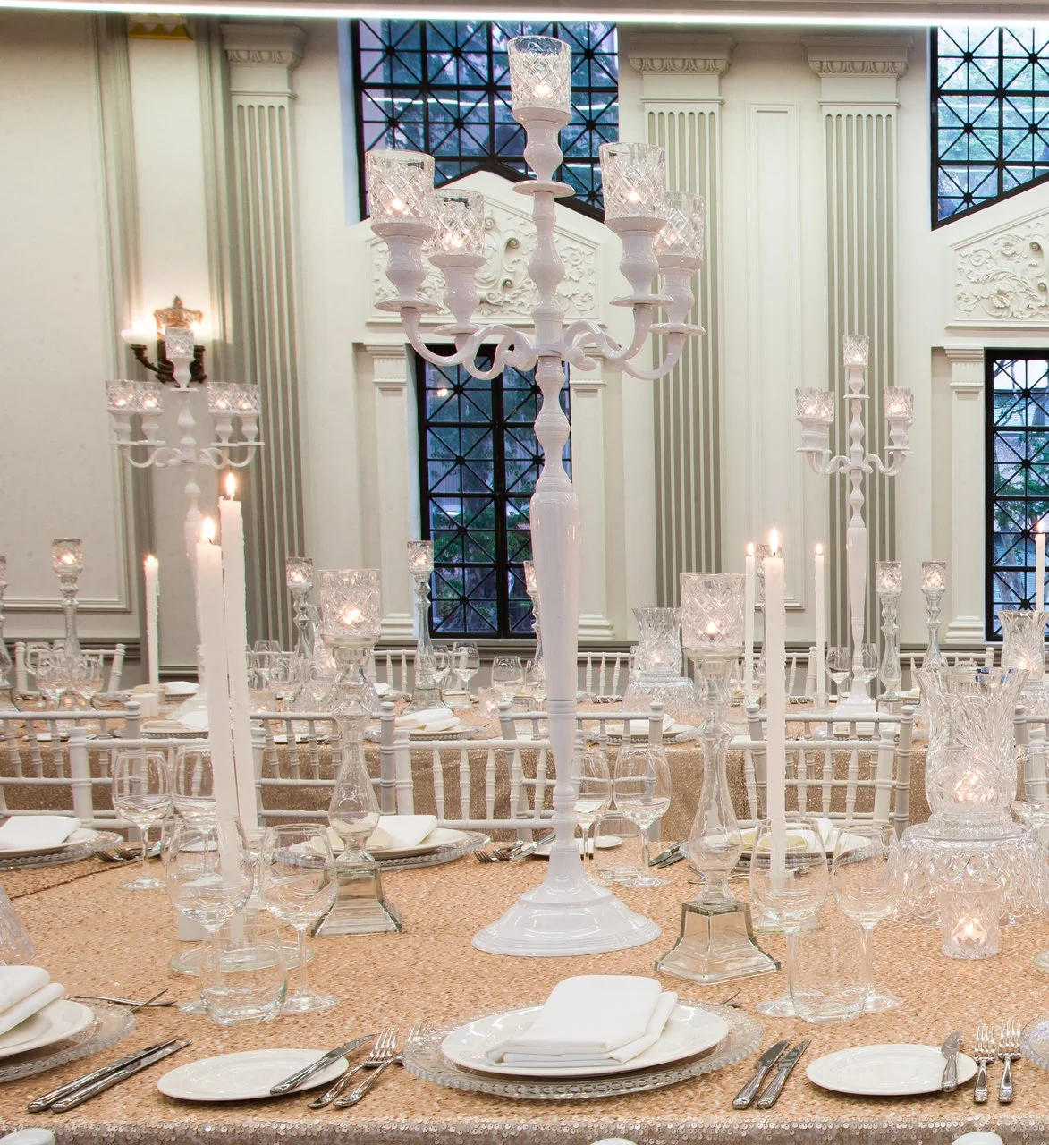 WHITE GLOSS 5 ARM CANDELABRA $45+GST