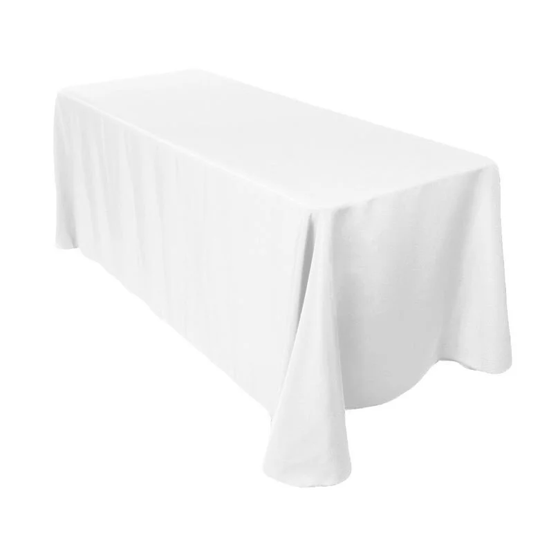 WHITE LINEN TRESTLE TABLECLOTH (2.4 W X 3 M L) $20+GST
