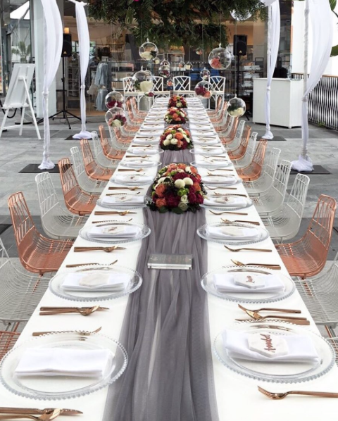 STORM GREY TULLE TABLE RUNNER $15+GST