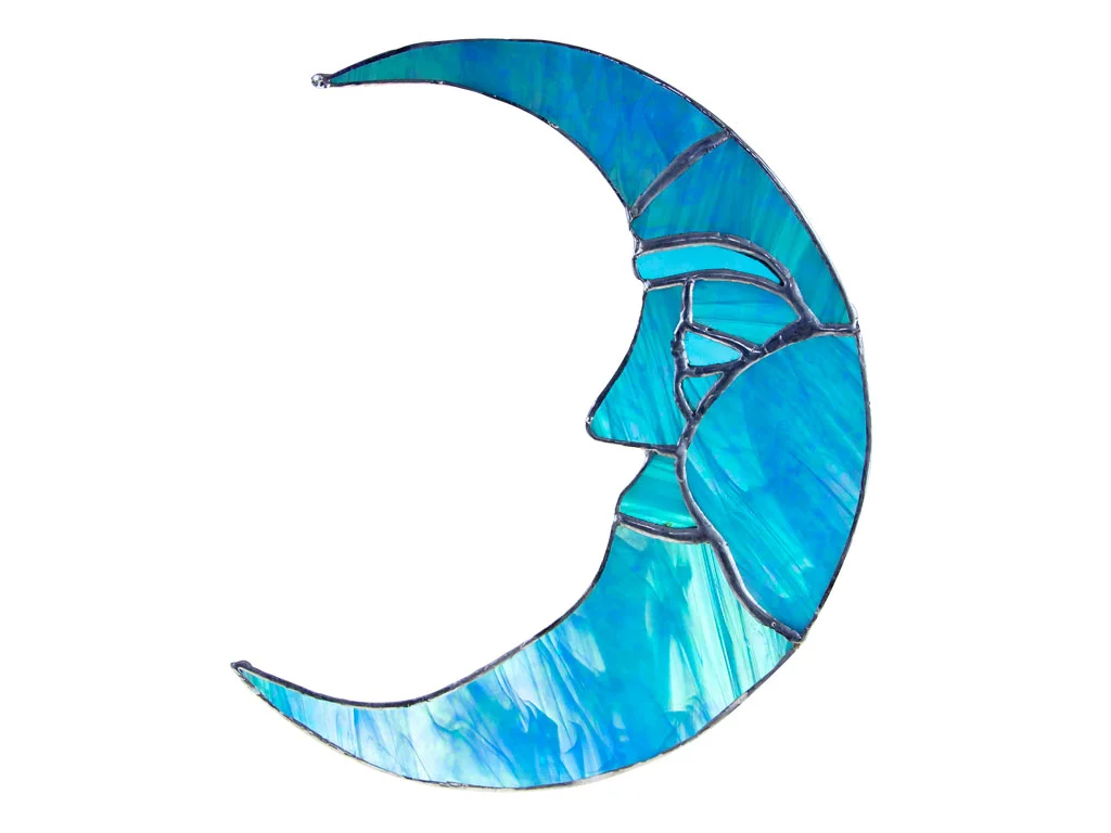 Stained Glass Blue Moon