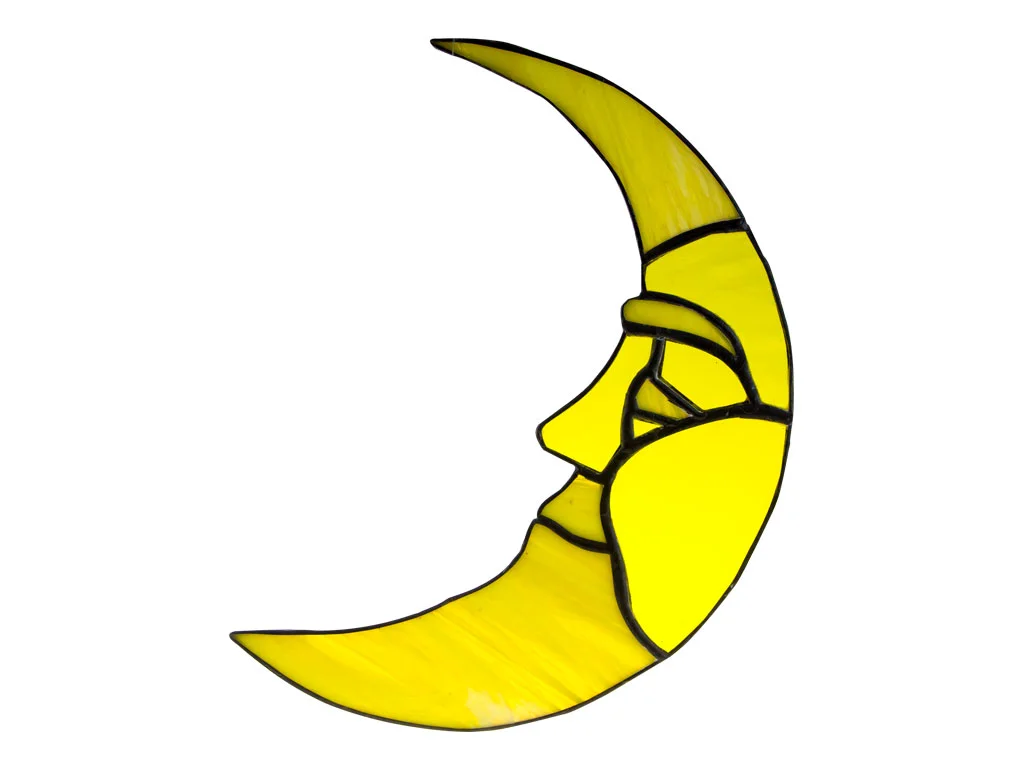 Stained Glass Yellow Moon