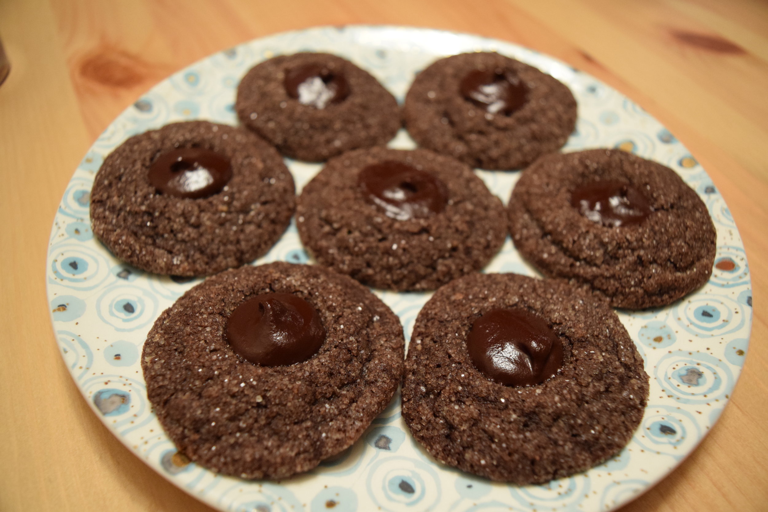Chocolate Hazelnut Thumbprint Cookies