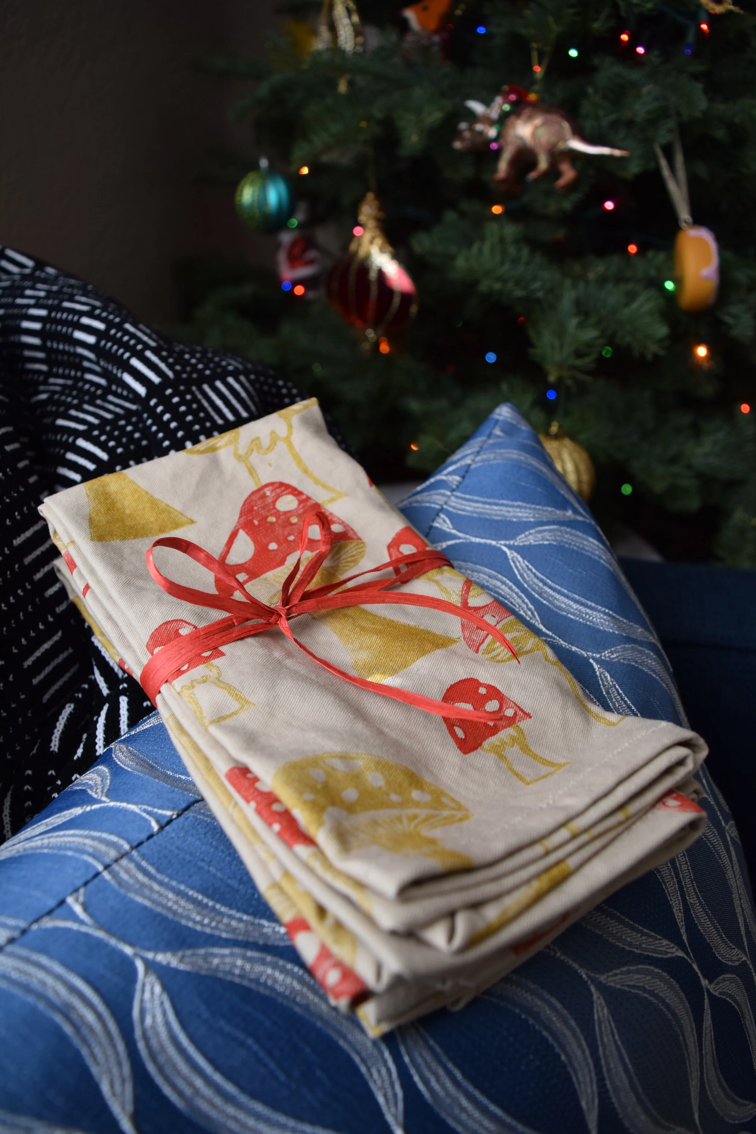Mushroom Stamps on Napkins