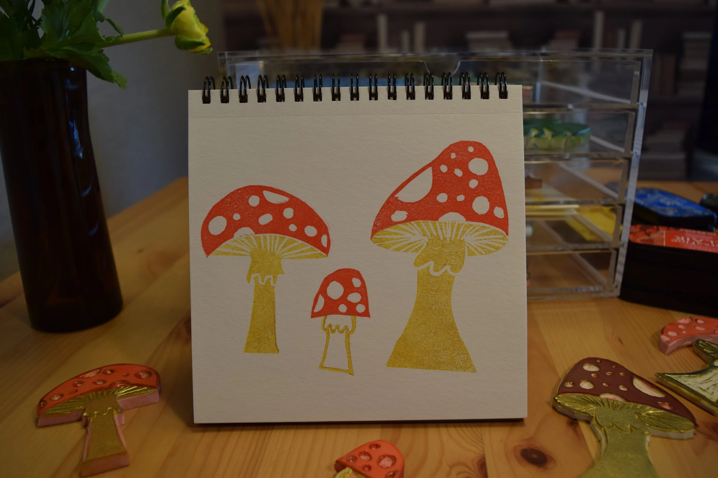 Mushroom Stamps on Paper
