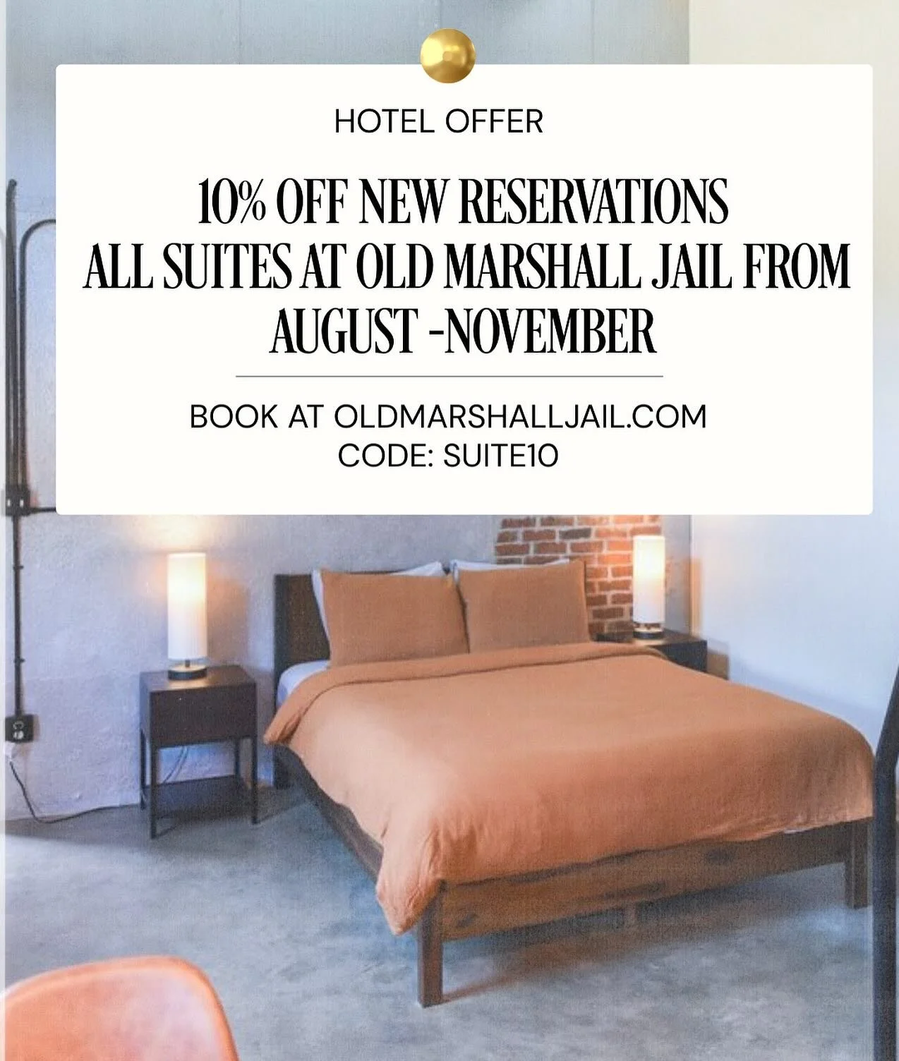 Come join us in Marshall from now til November and get 10% off your room when you book any of our suites!

Weekends are already booking for the Fall!  And we are determined that this one will be a lot better than the last ✨

Booking a stay and explor