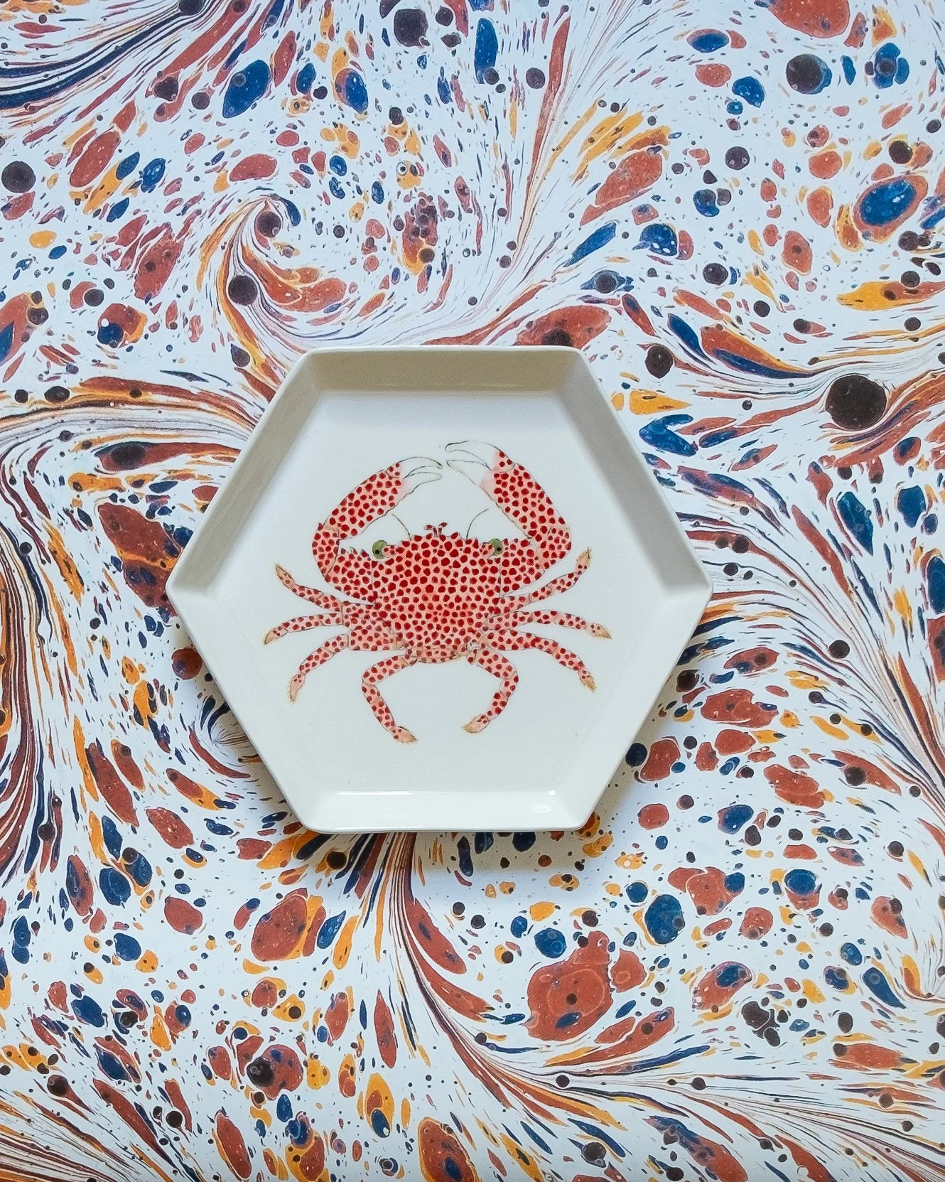 Red Spotted Guard Crab  - Hexagon side plate