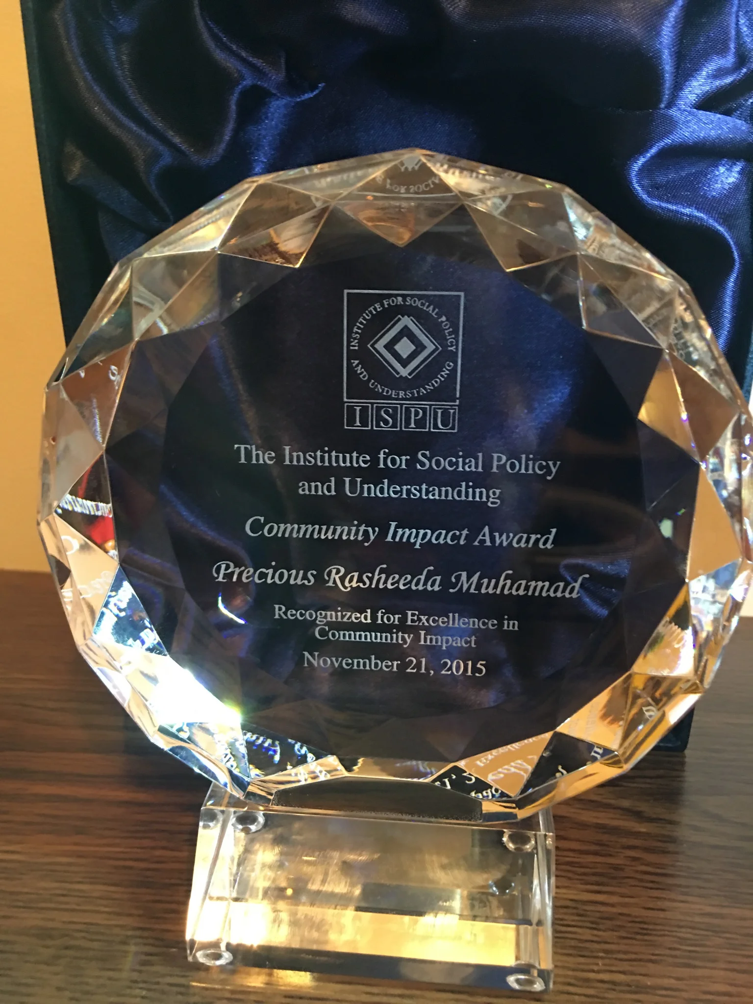 Awarded Community Impact Award from ISPU