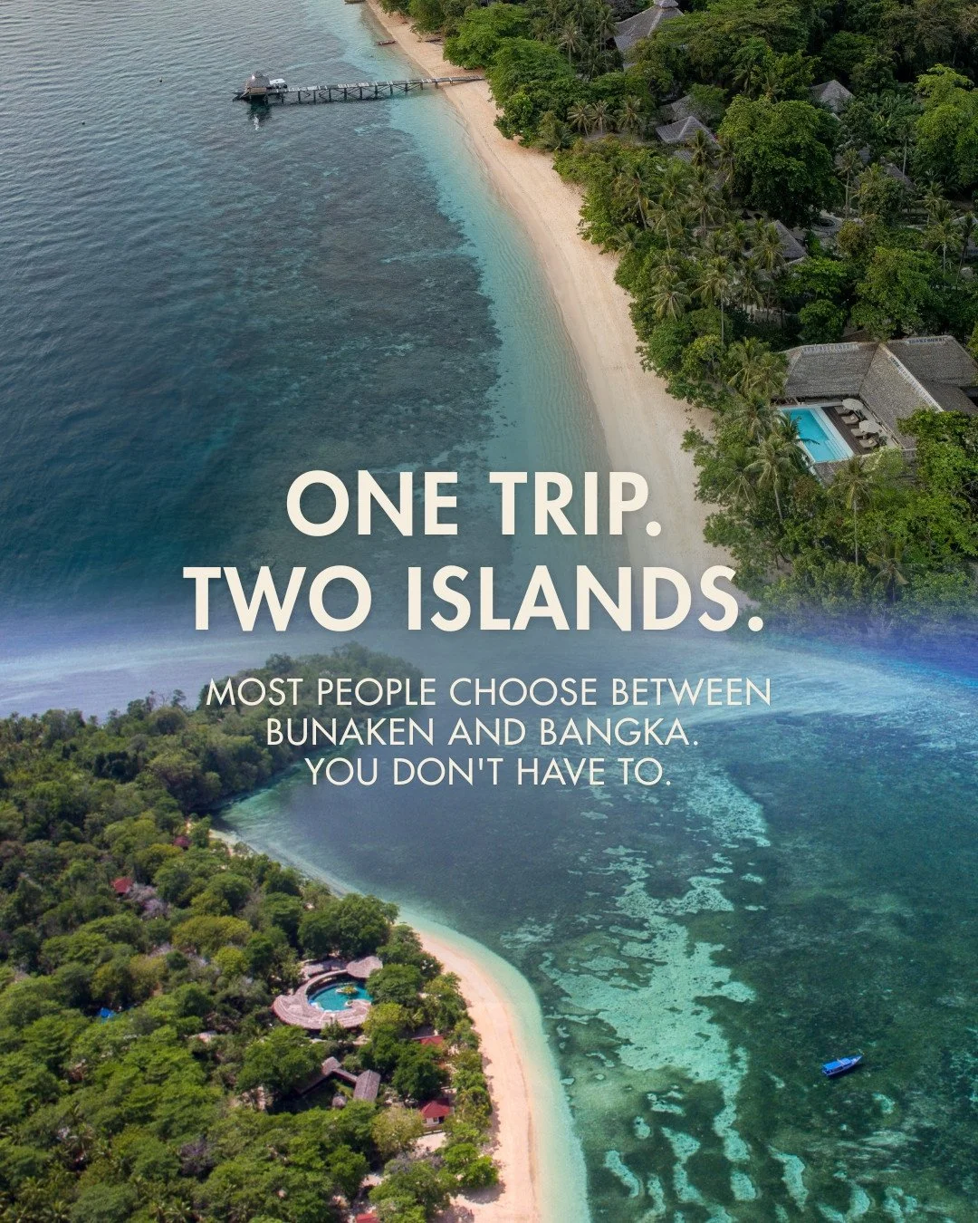 One trip. Two islands. Most guests end up doing both,  Bunaken's walls, then Bangka's soft corals. One boat ride between resorts, everything arranged. Once you realize how easy and magical it is, you can't imagine splitting them🏝️⁠
⁠
#BunakenDiving 