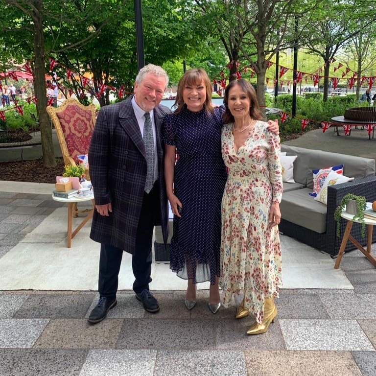Fab to spend the morning with @lorrainekellysmith and @jonculshawofficial on @itv @itvxofficial @lorraine chatting on their coronation special ahead of the big day tomorrow and remembering the times I&rsquo;ve met His Majesty. My outfit of the mornin