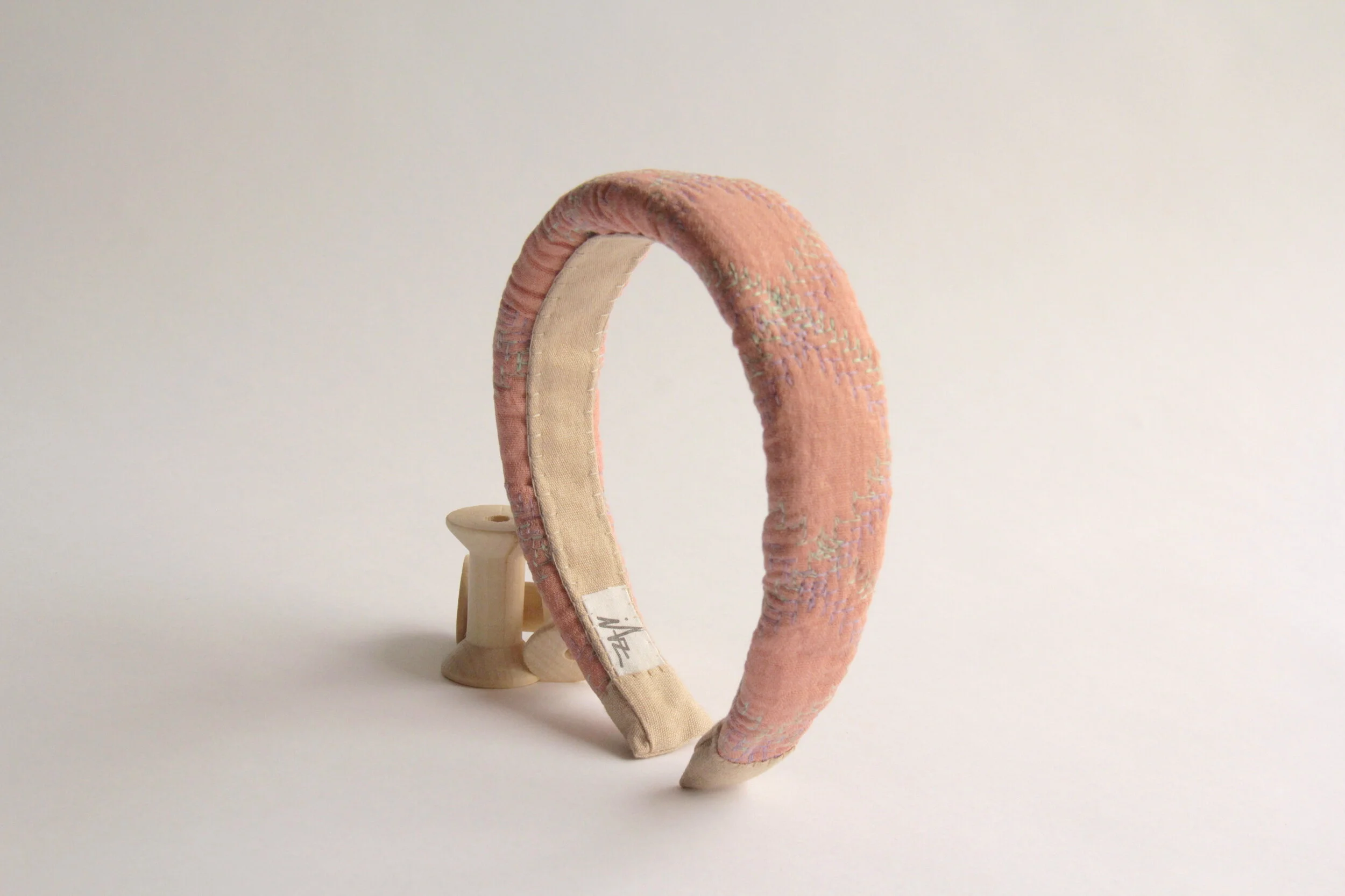Quilted hand-made headband (Coral)