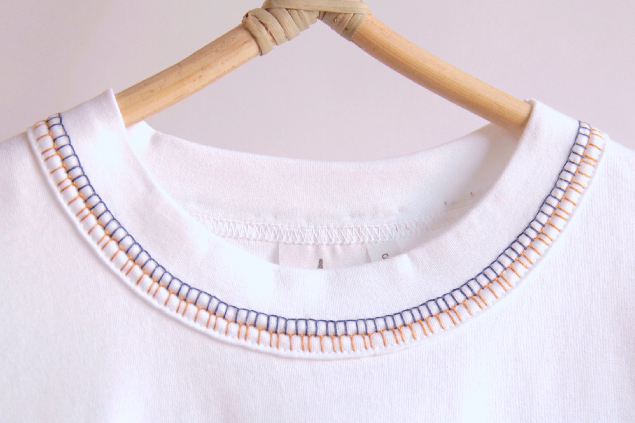 Mari denim-Sustainable organic cotton hand-embroidered t-shirt