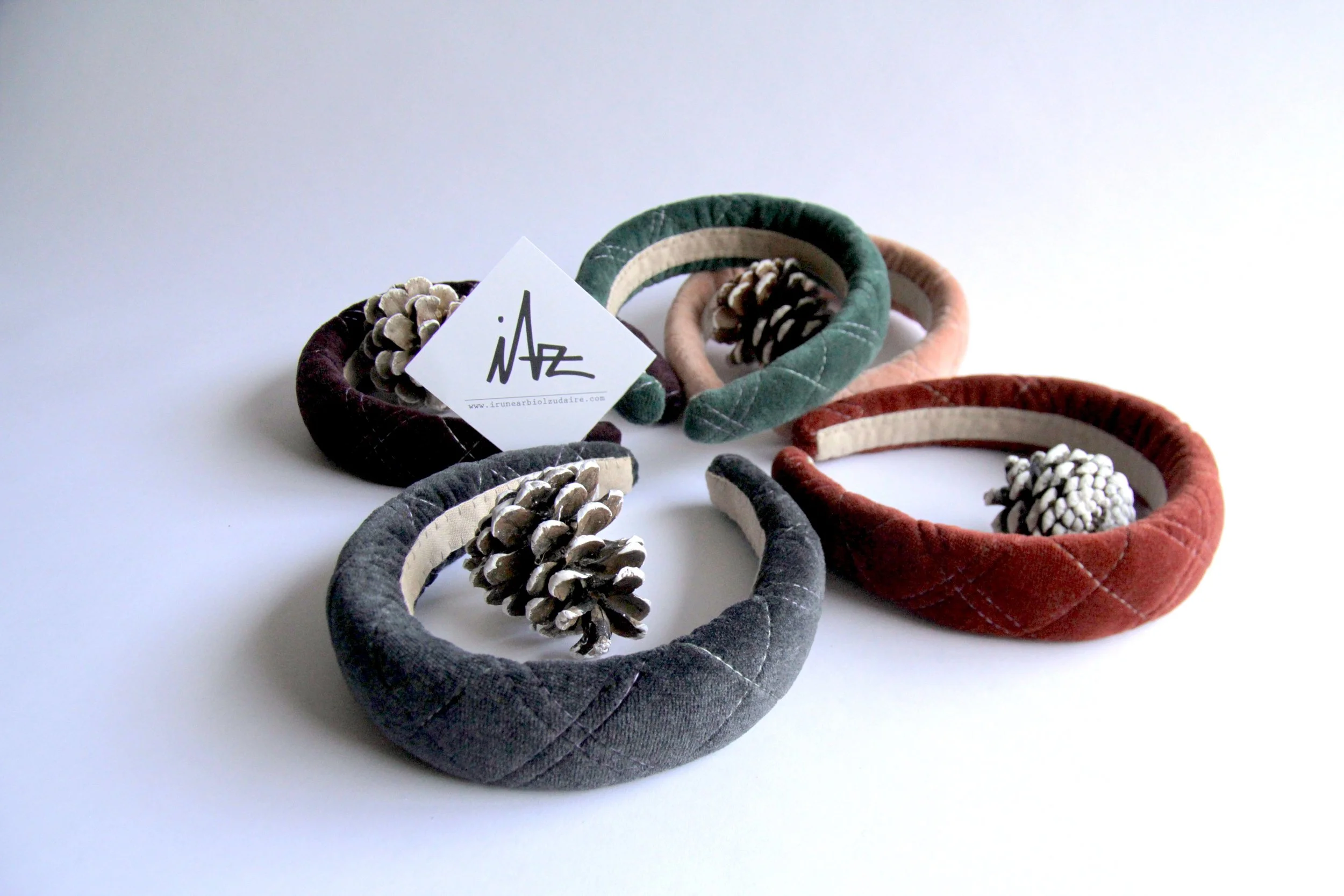 Quilted velvet hand-made headband (Aubergine)-1