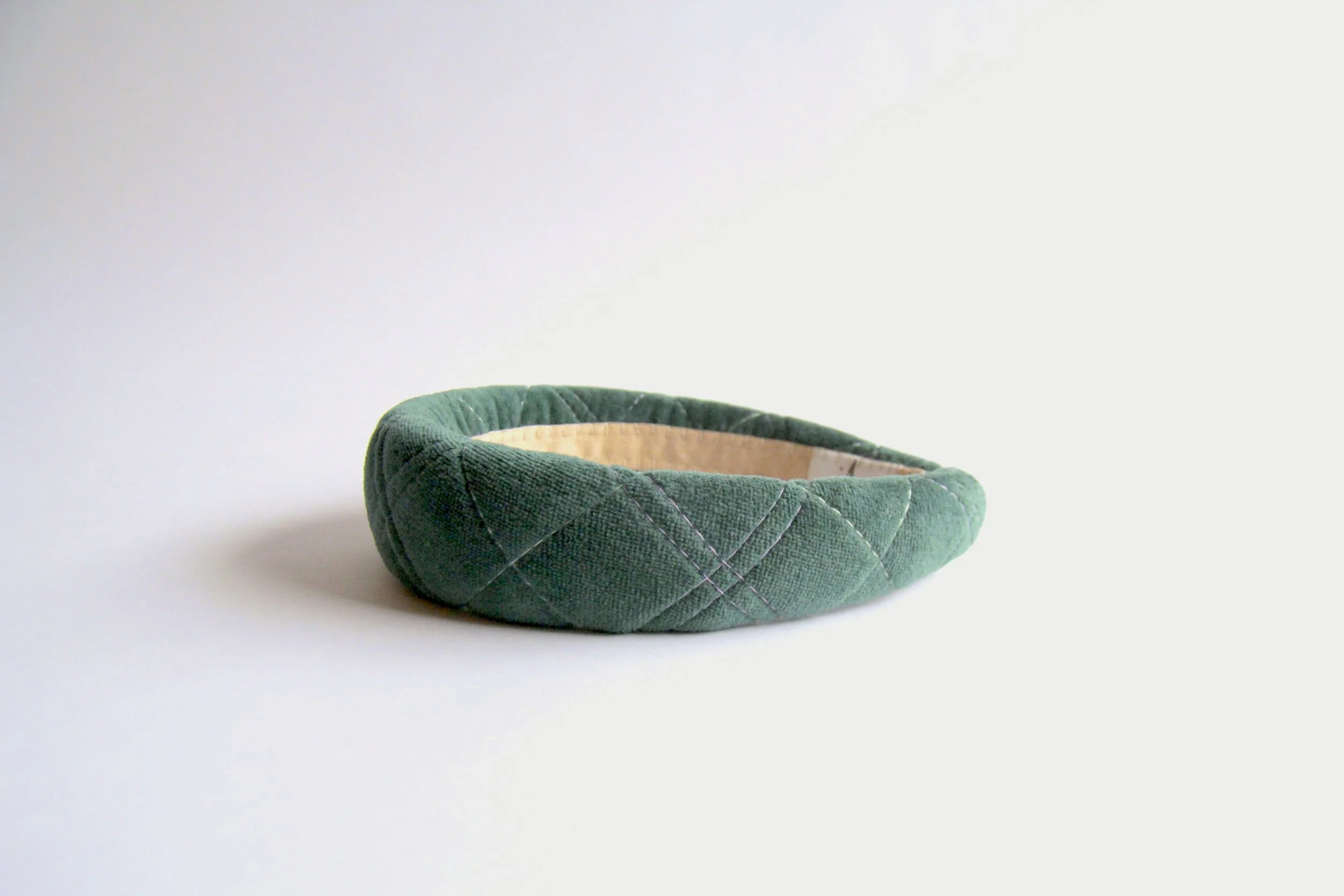Quilted velvet hand-made volume headband (Emerald)