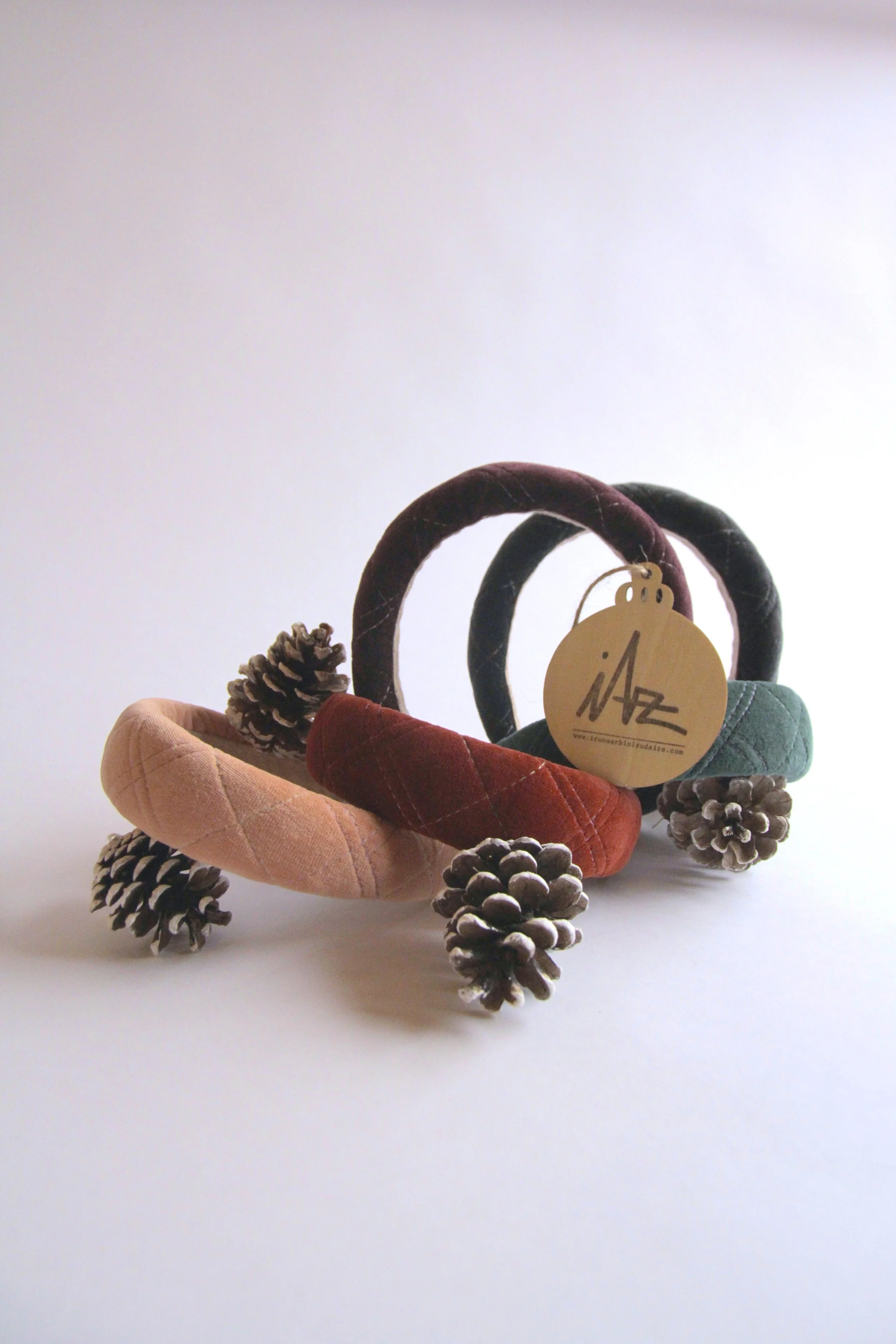 Quilted velvet hand-made headband (Dark grey)- Christmas