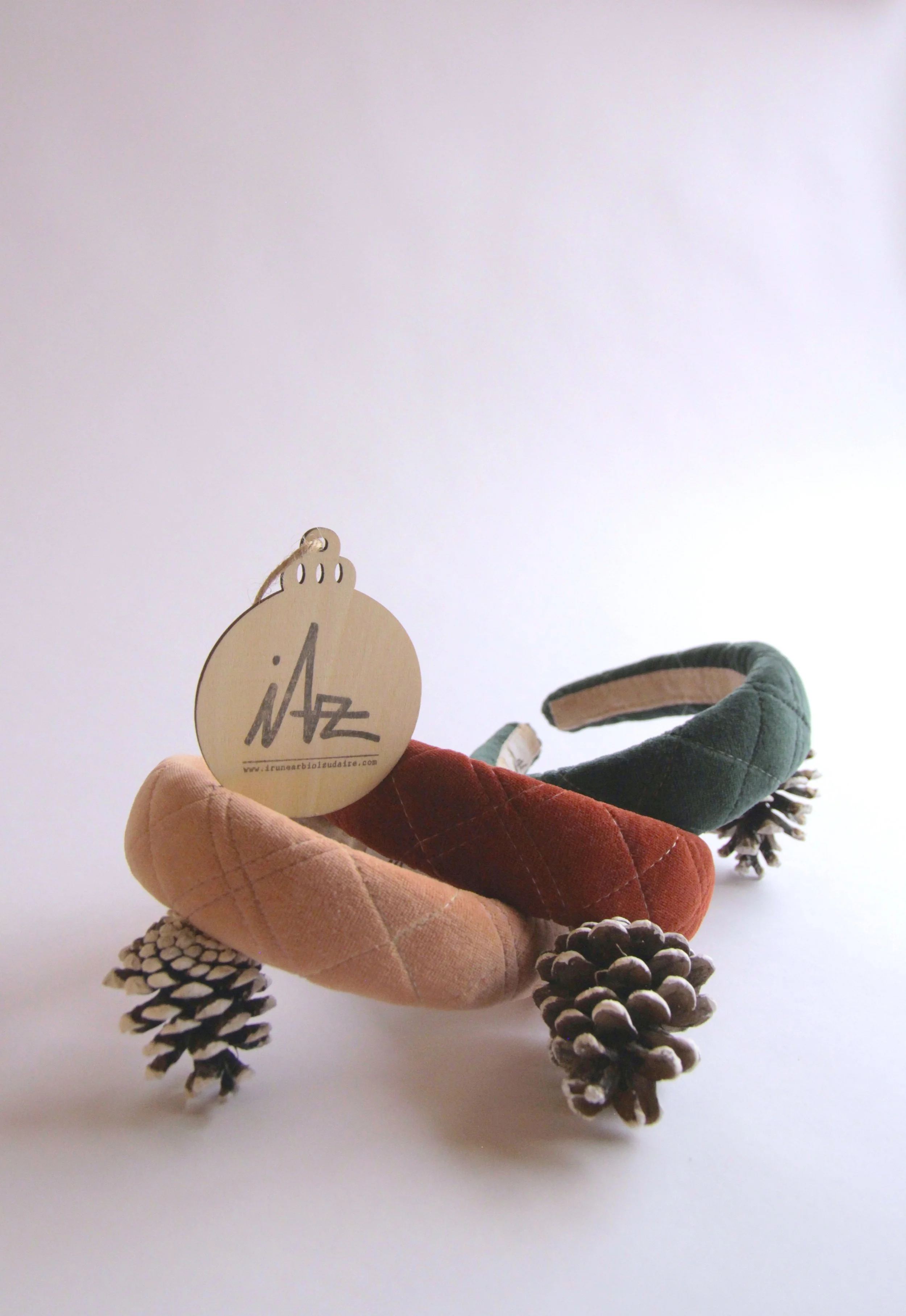 Hand-made dark copper Quilted velvet volume headband-Christmas