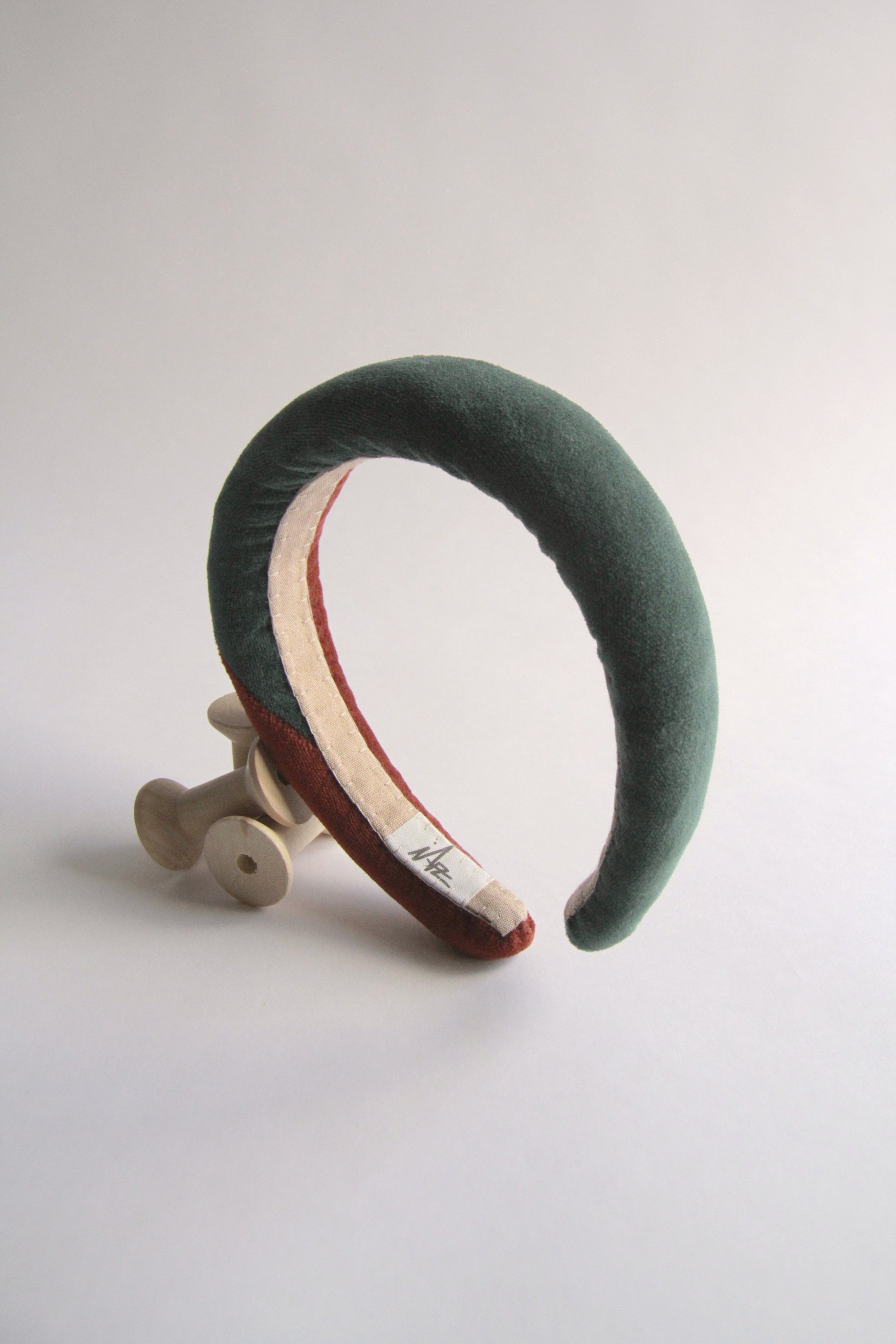 Edit Split velvet headband (Emerald/Dark Copper)-2