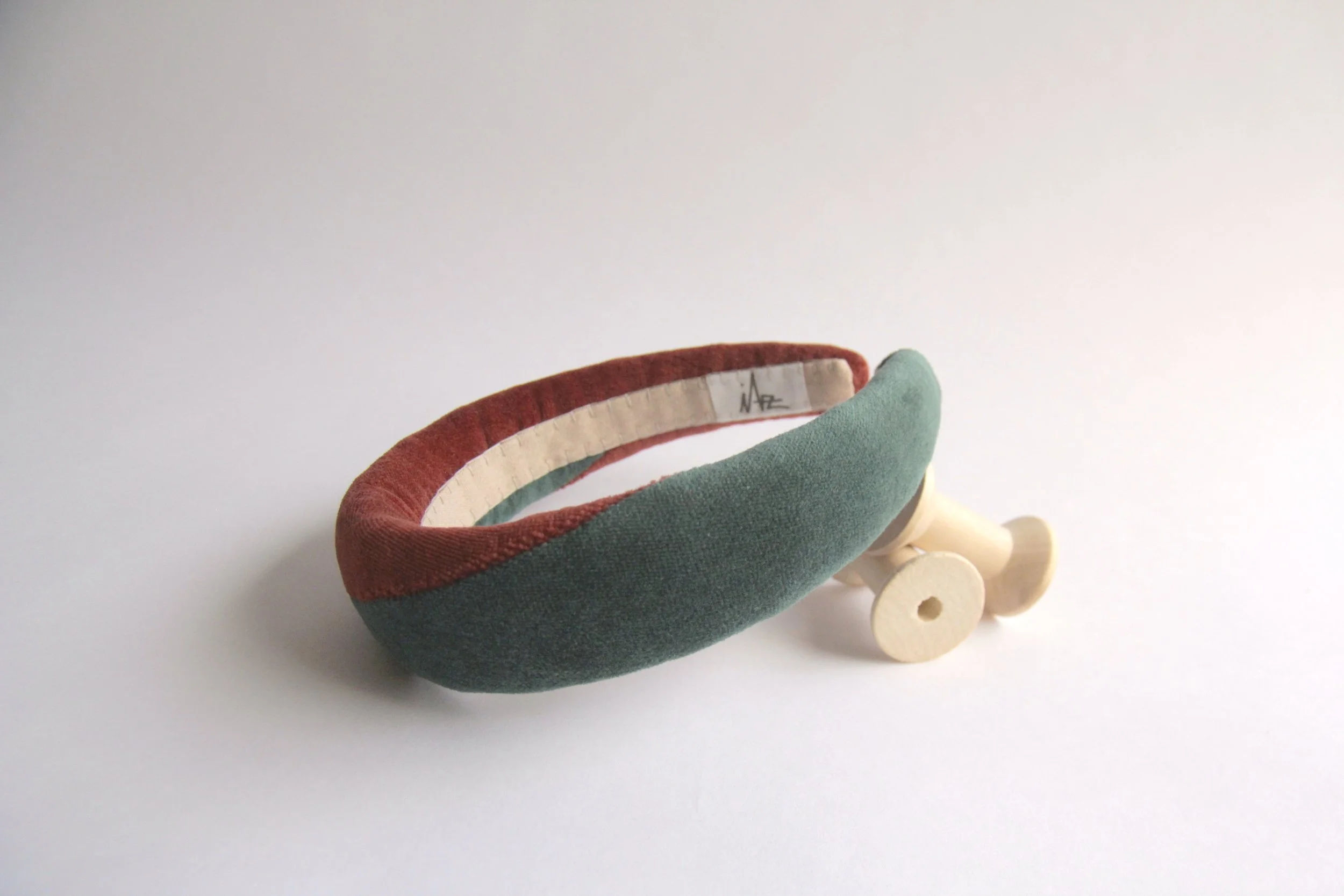 Edit Split velvet headband (Emerald/Dark Copper)-3