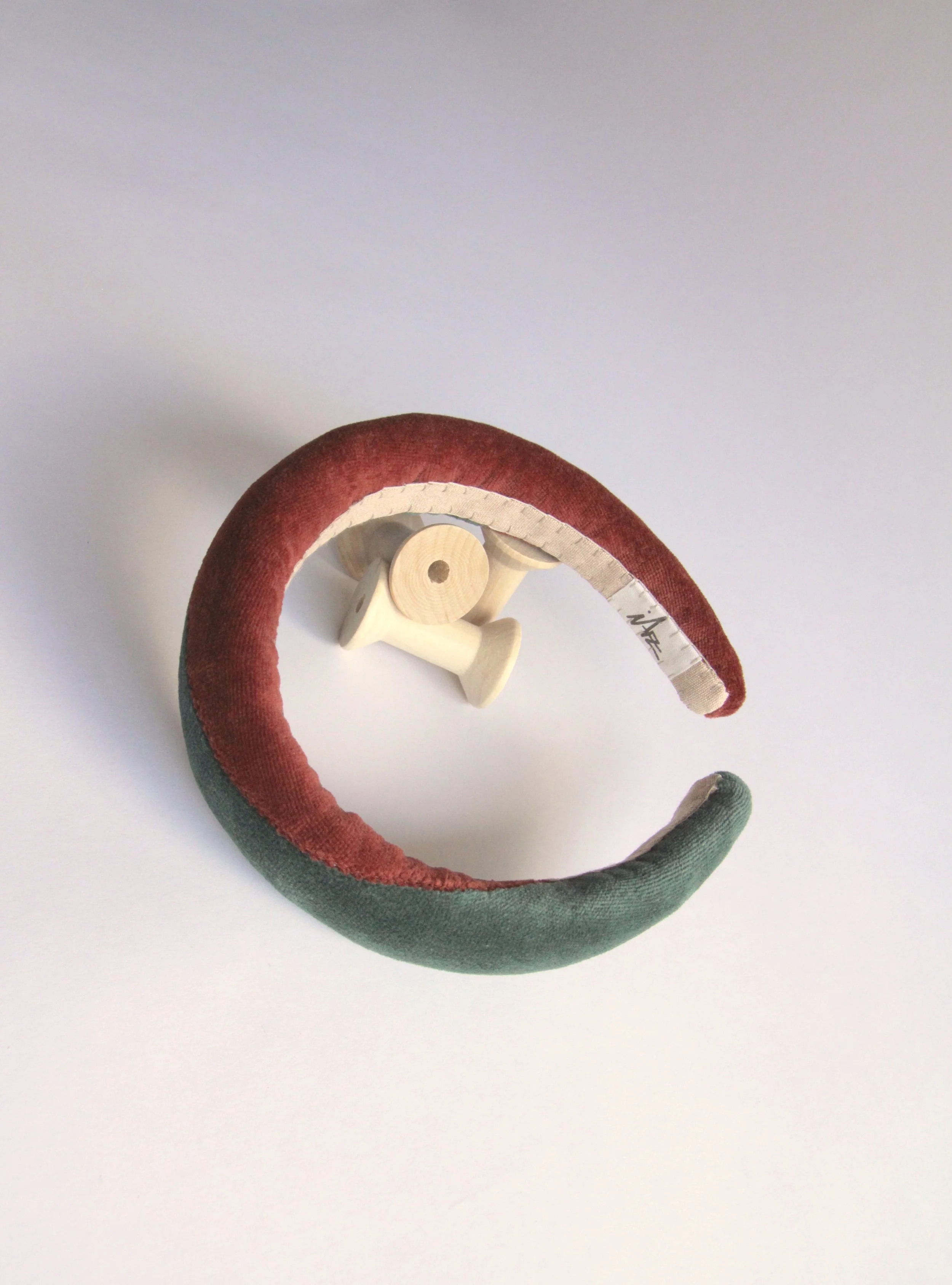 Edit Split velvet headband (Emerald/Dark Copper)-5