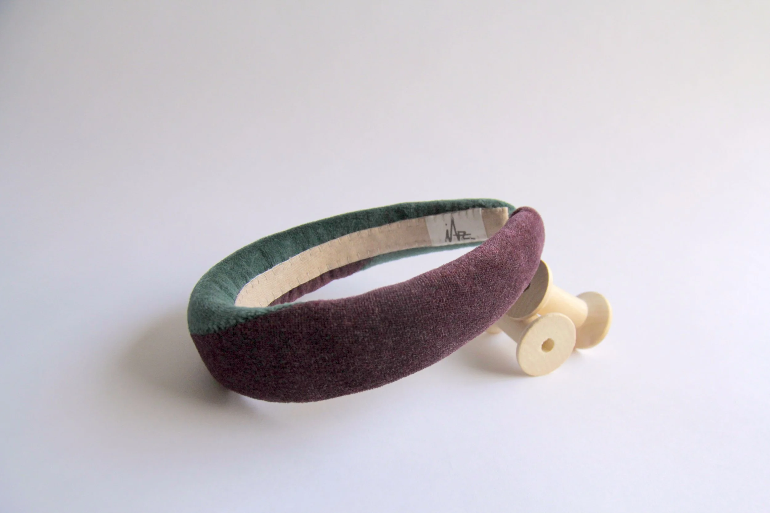 Split velvet headband (Emerald/Aubergine)-2