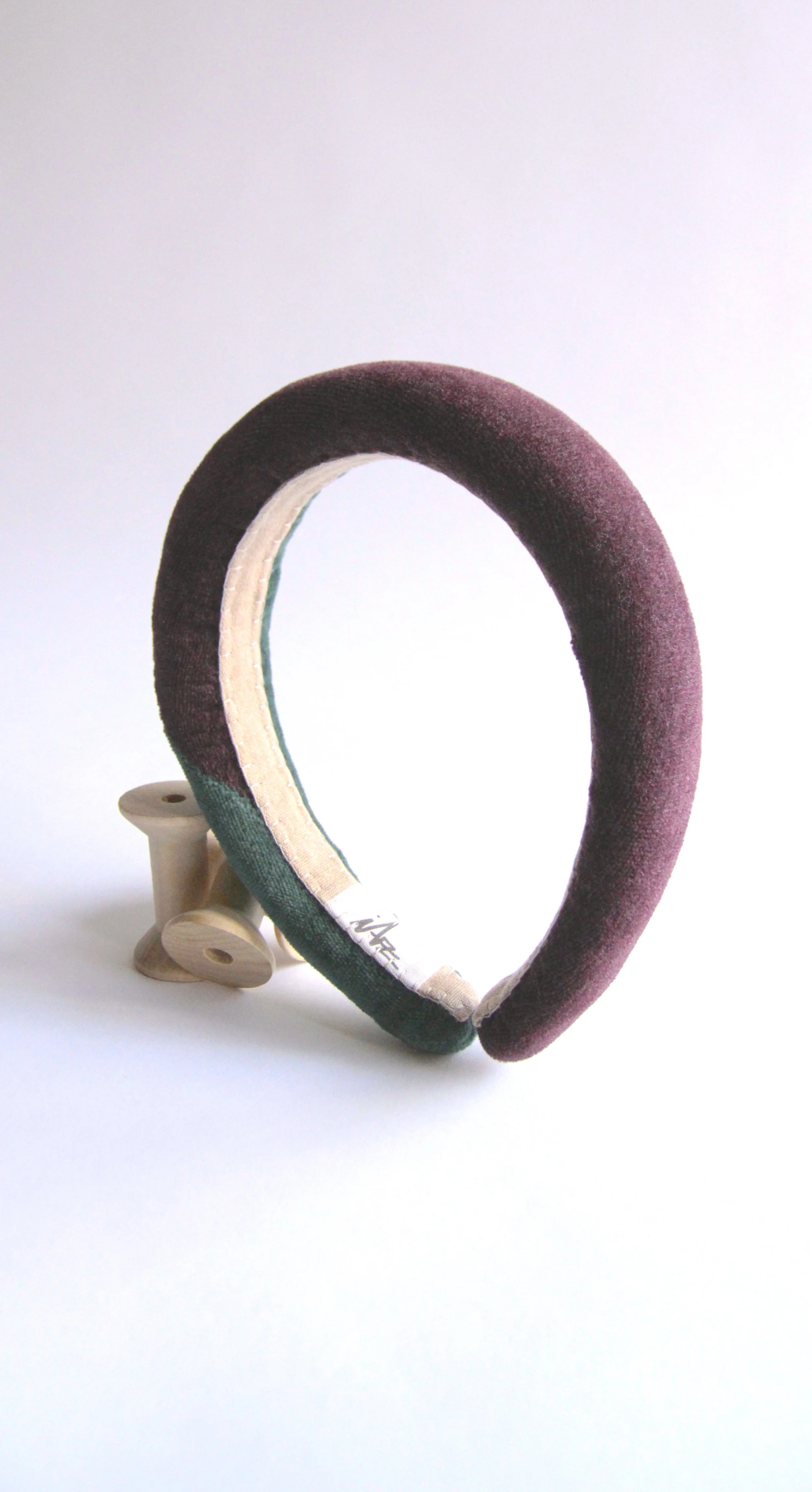 Split velvet headband (Emerald/Aubergine)