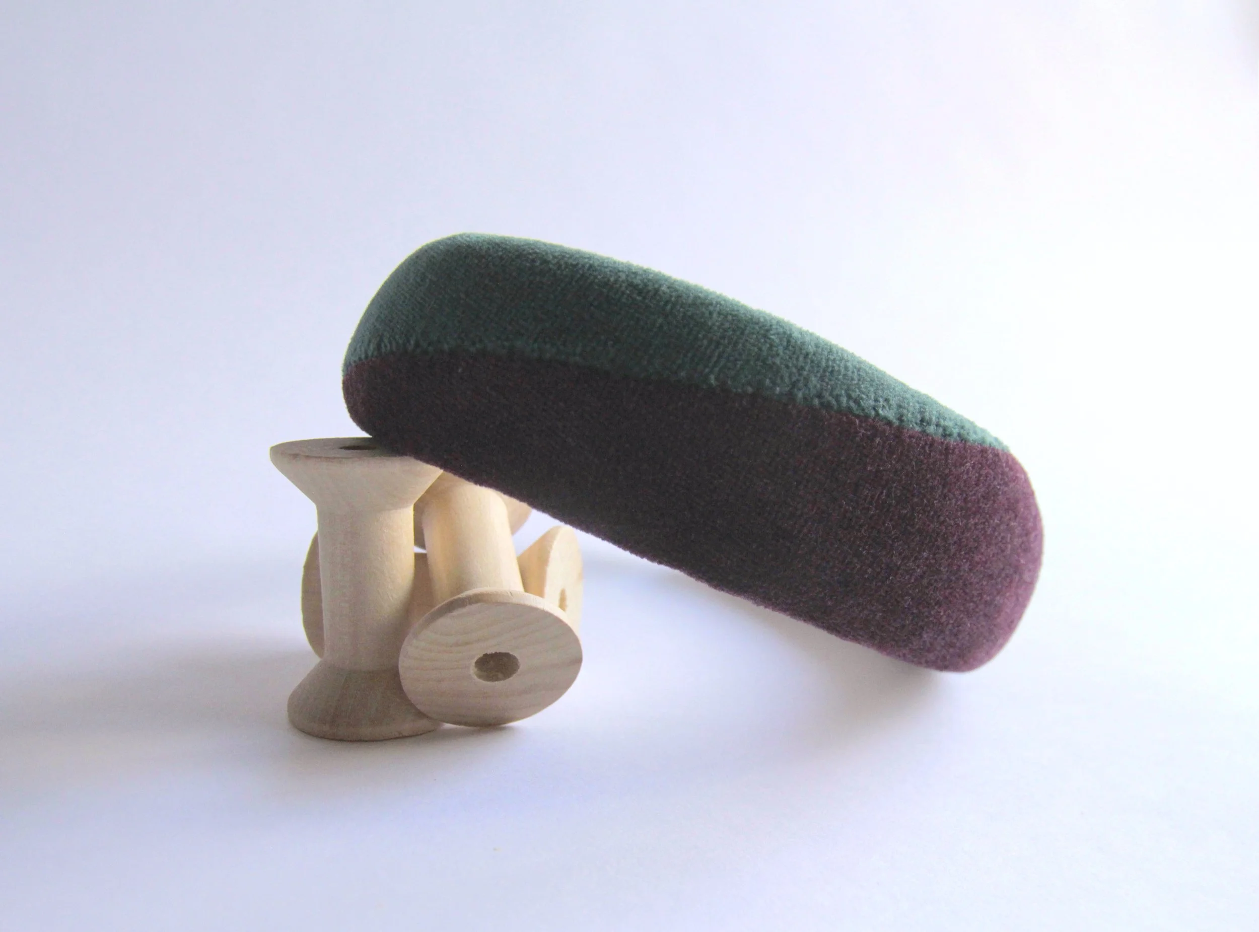 Split velvet headband (Emerald/Aubergine)-4