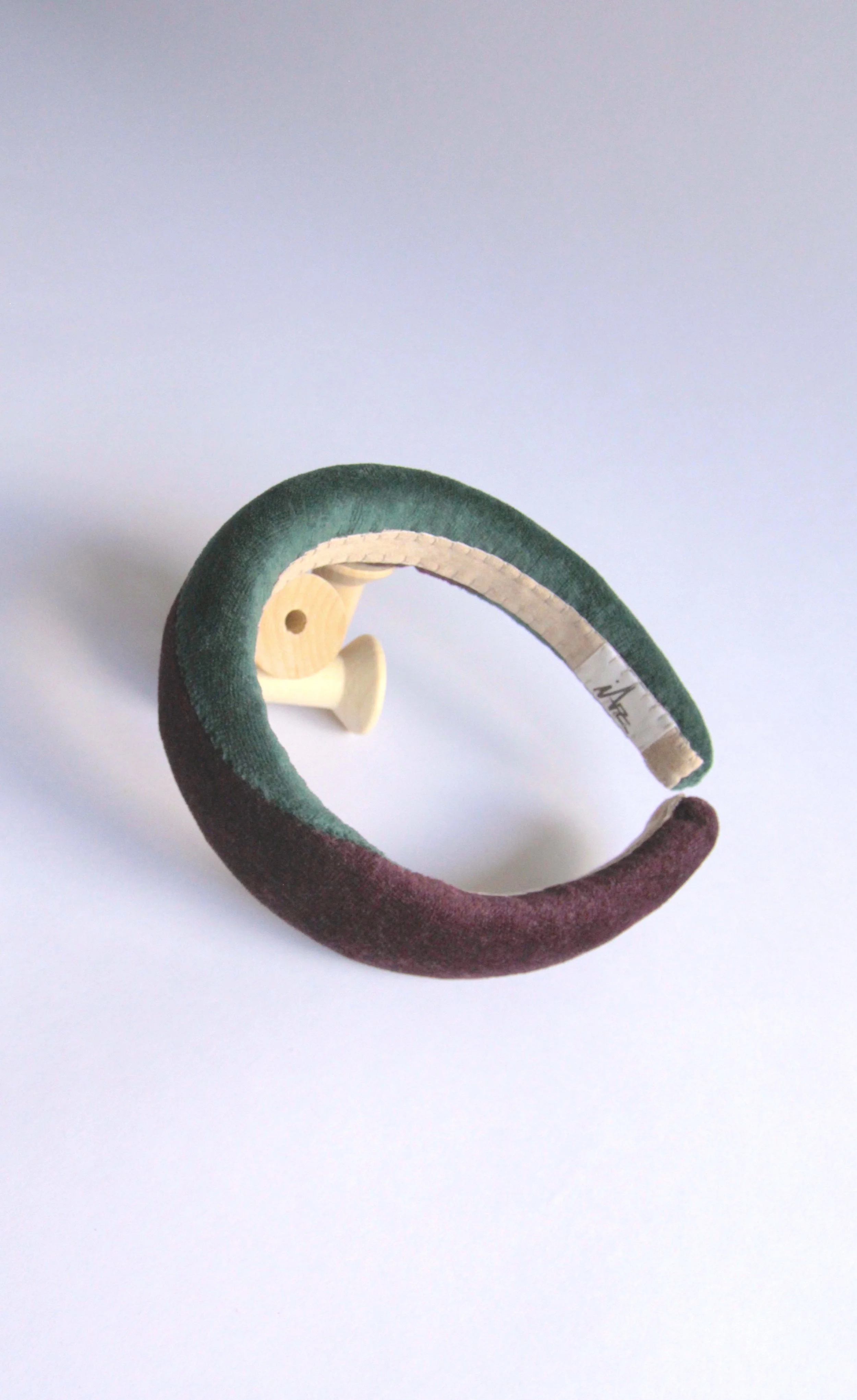 Split velvet headband (Emerald/Aubergine)-1