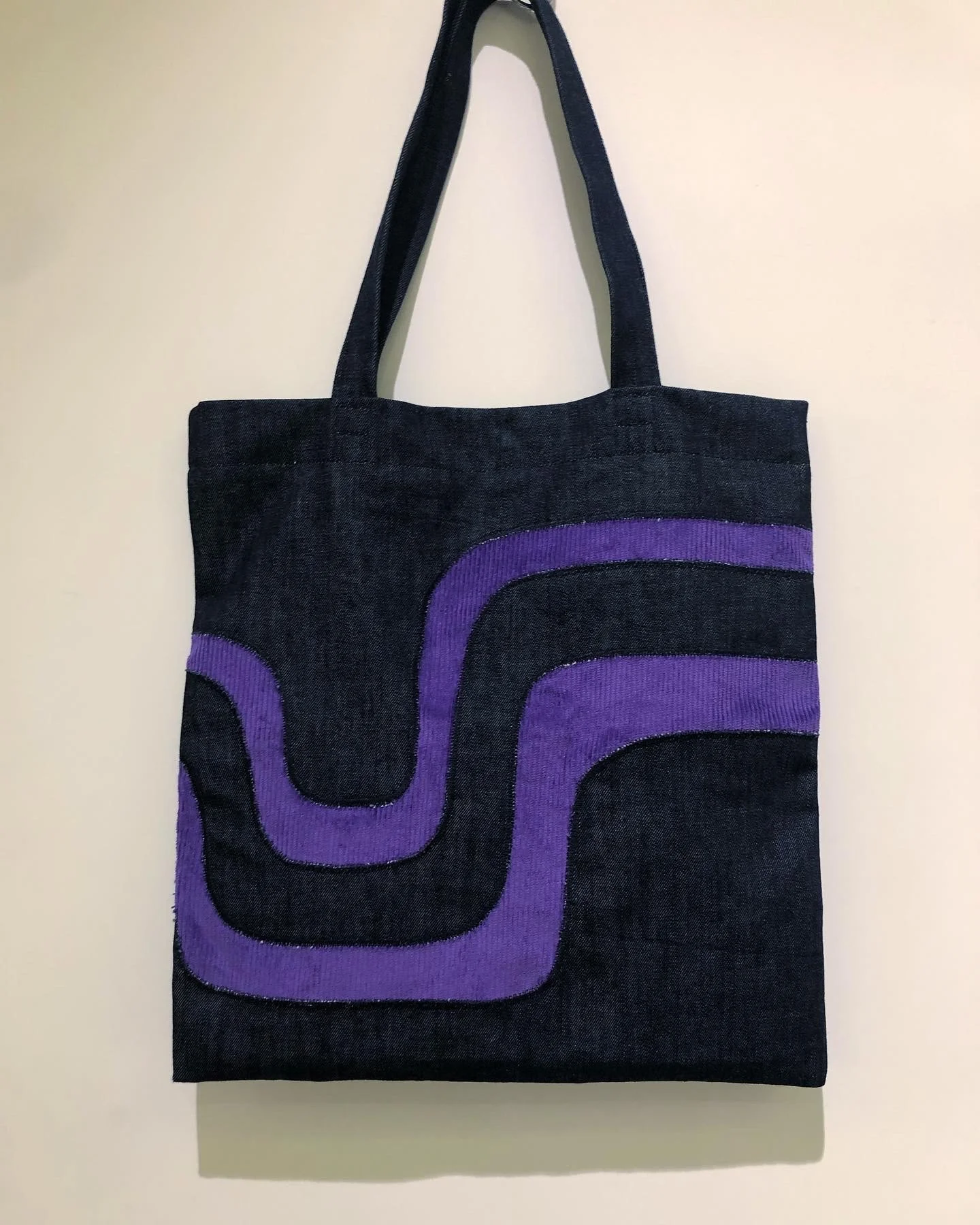 Wave 70´s denim hand-made bag (Purple)