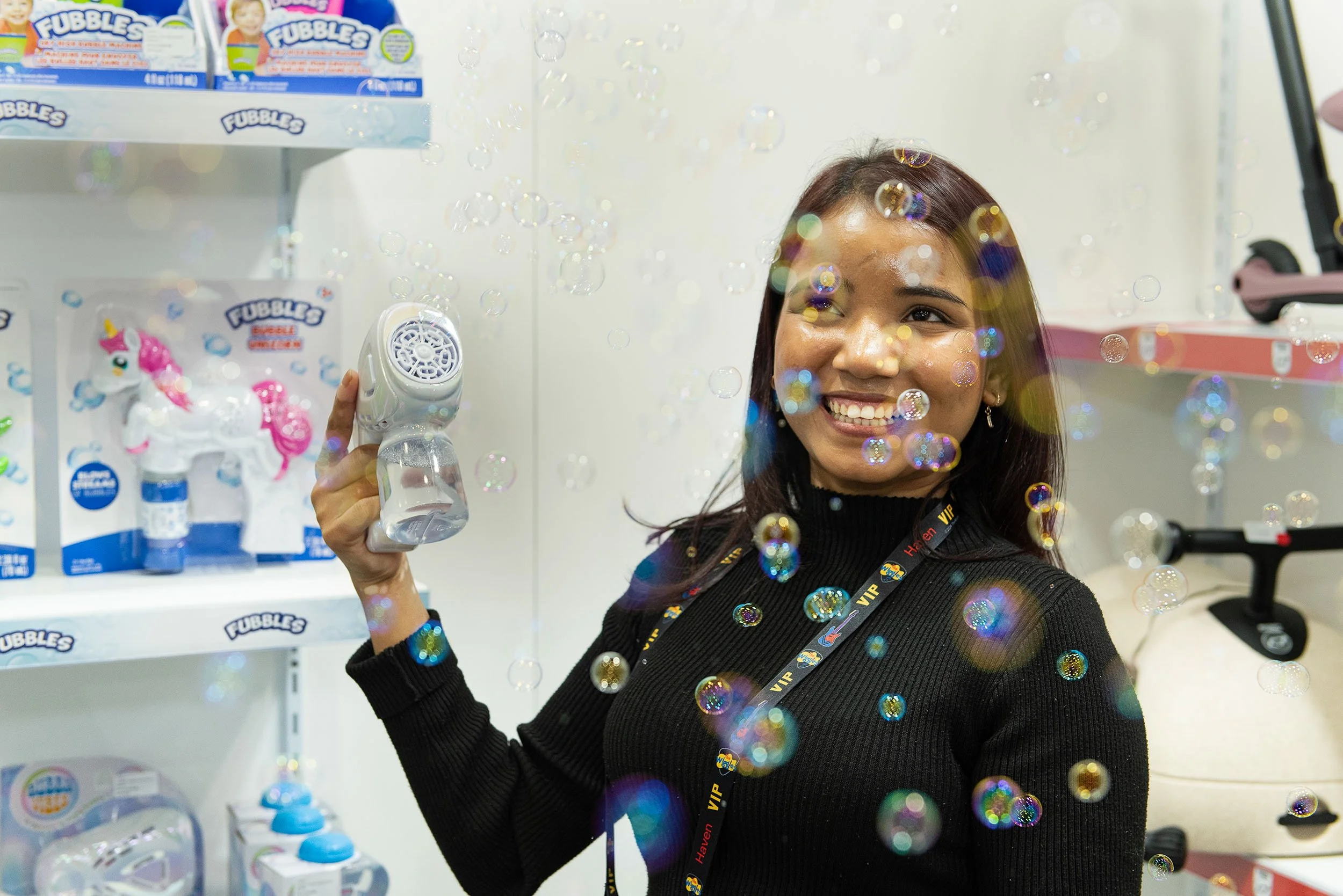 Brand activation with bubbles on the exhibition floor at MCEC