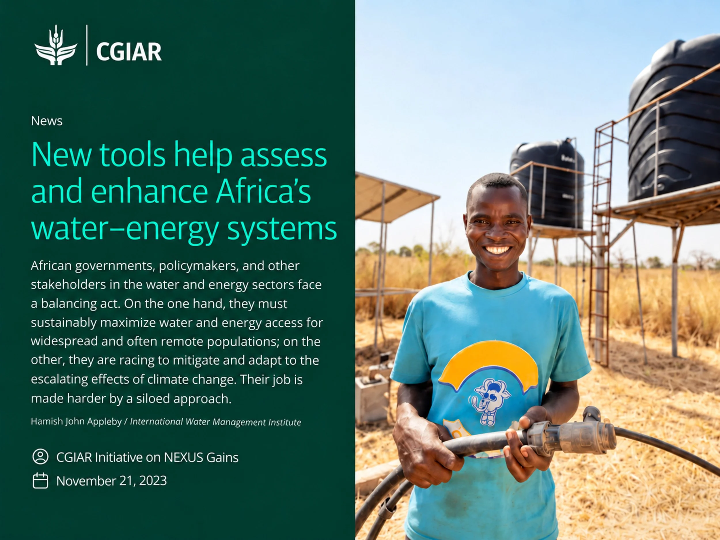 CGIAR – New Tools to Assess Africa’s Water–Energy Systems
