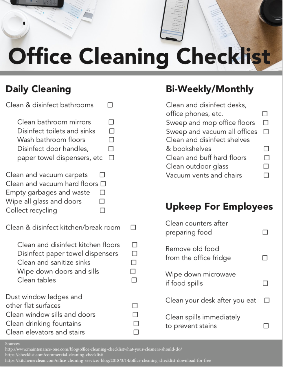 Printable Office Cleaning Checklist Pdf Printable Blank World