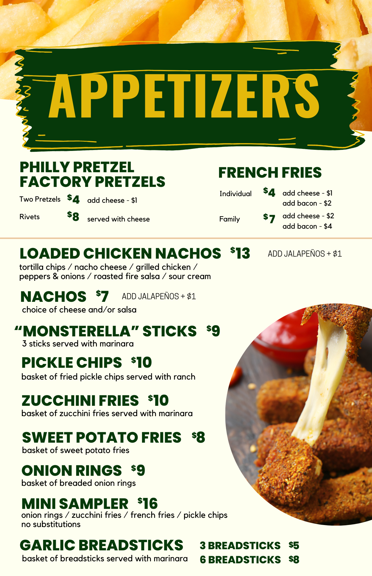 Menu — Fun Fore All Family Fun Park
