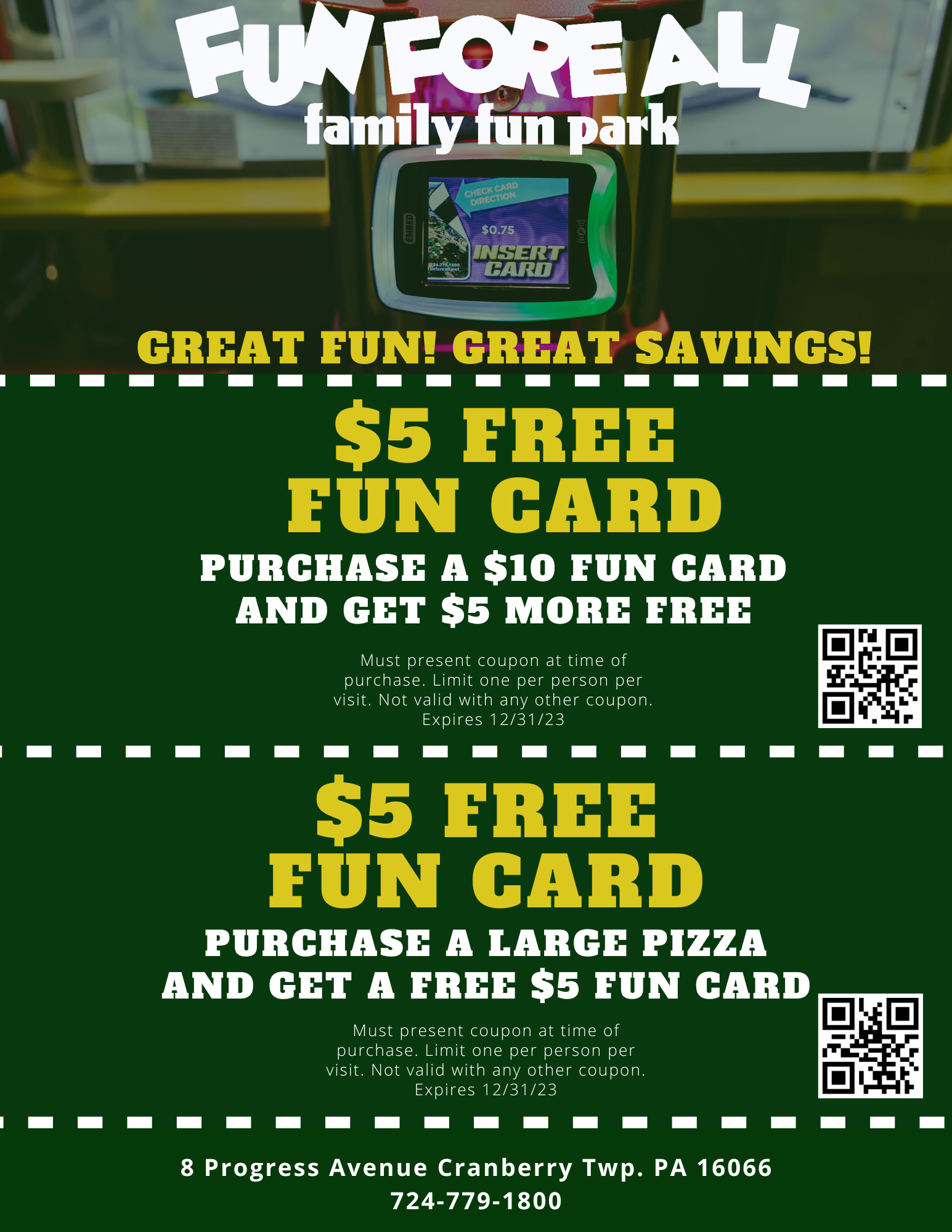 Coupons β Fun Fore All Family Fun Park