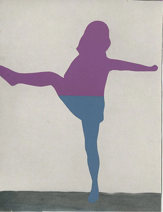‘Dancing Purple and Blue’, unique collage on paper, 15 x 20 cm, 2018