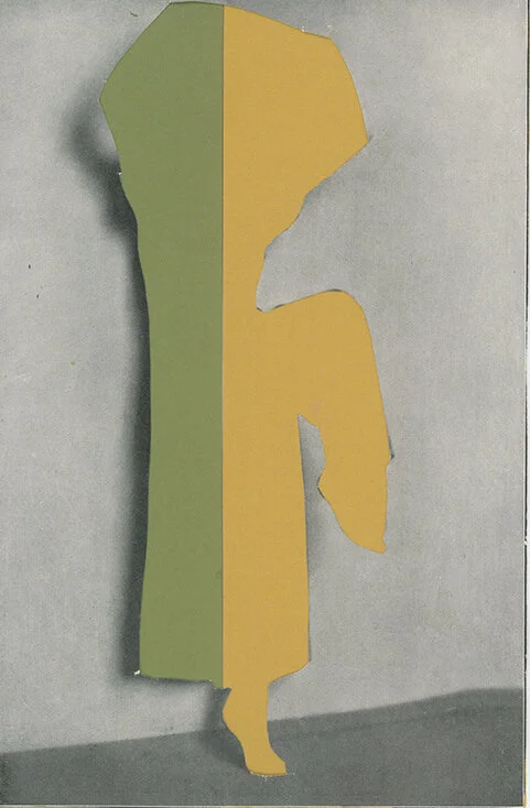 ‘Dancing Yellow and Green’, unique collage on paper, 15 x 20 cm, 2018