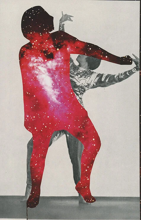 'Dancing Cosmos II', collage on paper, 15 x 20 cm, 2021