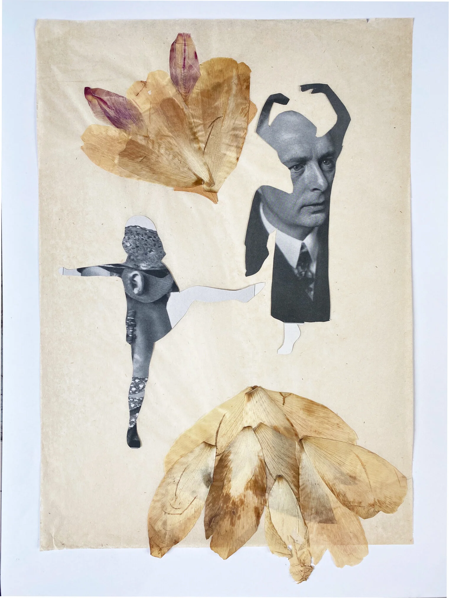 ‘Dancing Flowers I’, unique paper collage, 29,5 x 42 cm, 2019