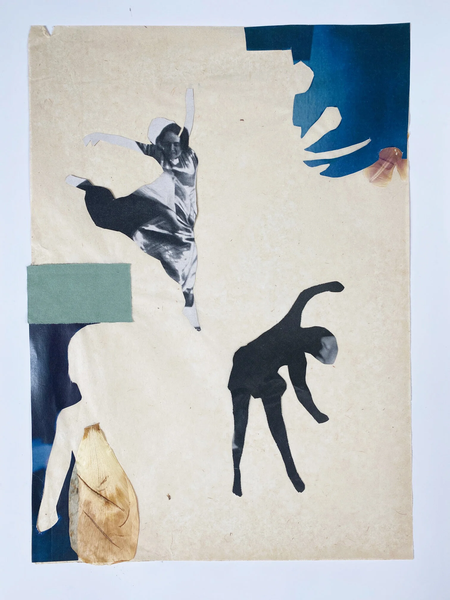 ‘Dancing Flowers II’, unique paper collage, 29,5 x 42 cm, 2019