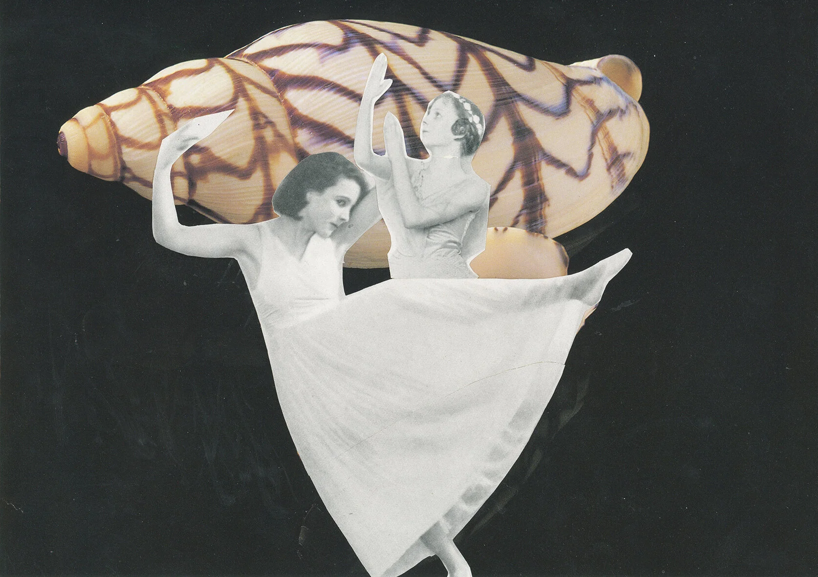 Folded Ladies III, unique collage on paper, 26 x 18 cm, 2021