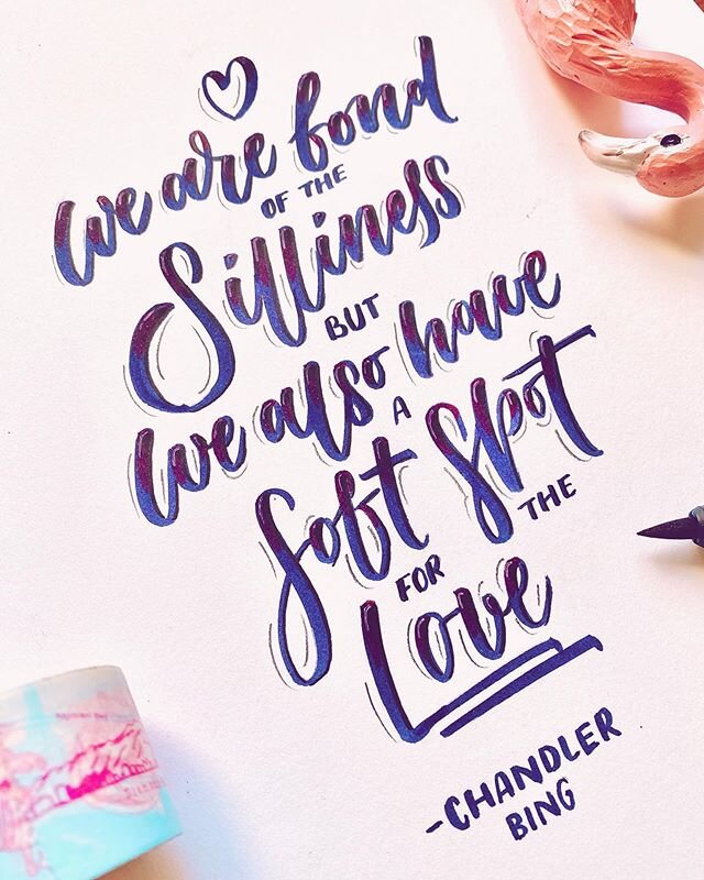 What is more important? Lurrrvee? Or silllliness?! Happy valentines to you all! 💜💜 #friends #valentines #lovequotes #brushlettering