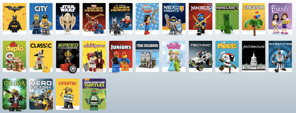 Linhas da LEGO.
