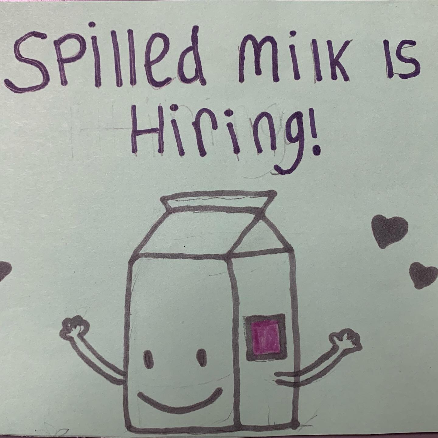 We&rsquo;re hiring! Email us at ali@spilledmilksocialclub.com for more info! And share this post with your fun, creative, kid-loving pals!